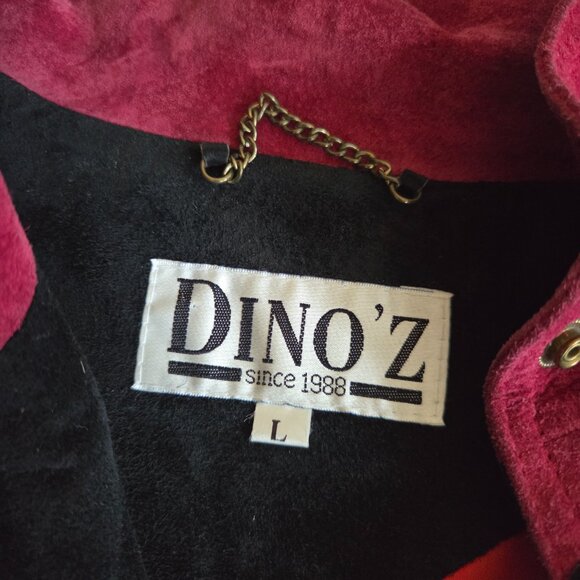 Vintage Dino'z black, red and blue color block suede bomber style jacket . - Picture 3 of 9